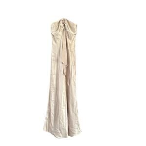 Vintage Y2K 90's Rampage gold Satin slip maxi full length halter dress Sz 9